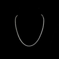 14K White Gold 99 Stone Pear Shape Lab Diamond Tennis Necklace with East-West Prong Setting - 9.38 Carats Total Weight - Covaloro Fine Jewelry
