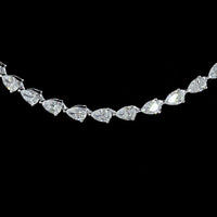 14K White Gold 99 Stone Pear Shape Lab Diamond Tennis Necklace with East-West Prong Setting - 9.38 Carats Total Weight - Covaloro Fine Jewelry