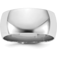 14K White Gold 9mm Domed Comfort Fit Wedding Band - Polished Rhodium Finish by 0