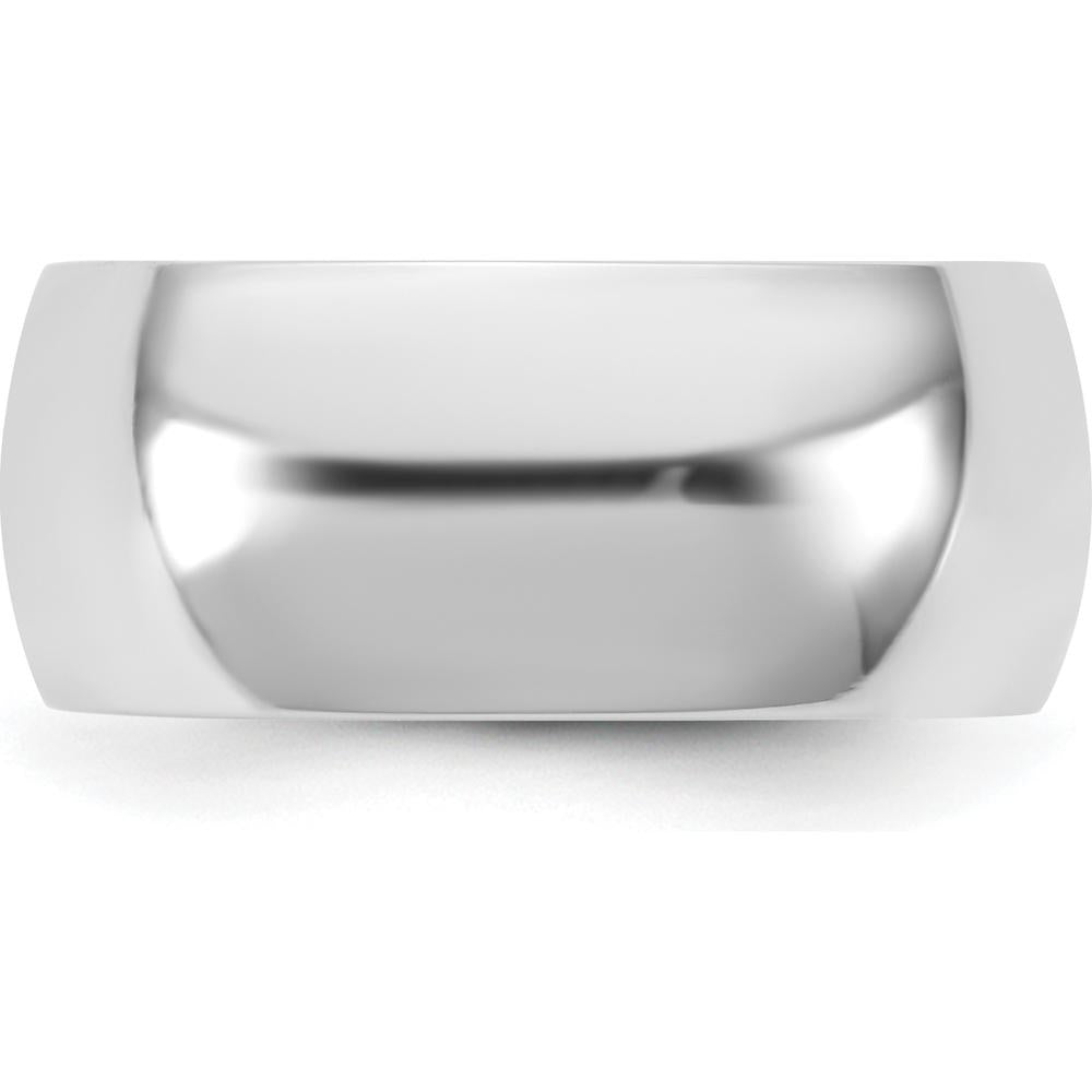 14K White Gold 9mm Domed Comfort Fit Wedding Band - Polished Rhodium Finish by 0