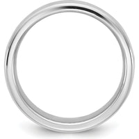 14K White Gold 9mm Domed Comfort Fit Wedding Band - Polished with Rhodium Plating by 0