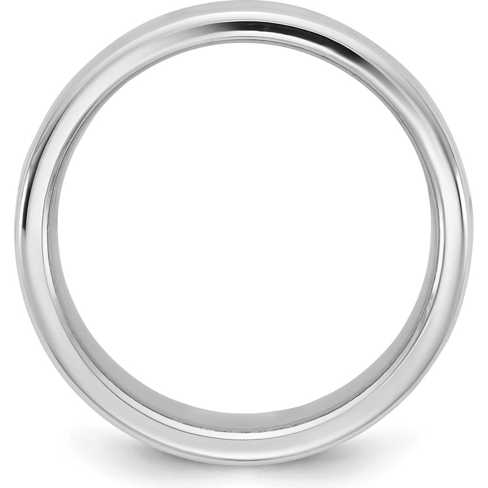 14K White Gold 9mm Domed Comfort Fit Wedding Band - Polished with Rhodium Plating by 0