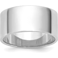 14K White Gold 9mm Flat Band Ring with Polished Finish - Unisex Comfort Fit by Luciano & Cie