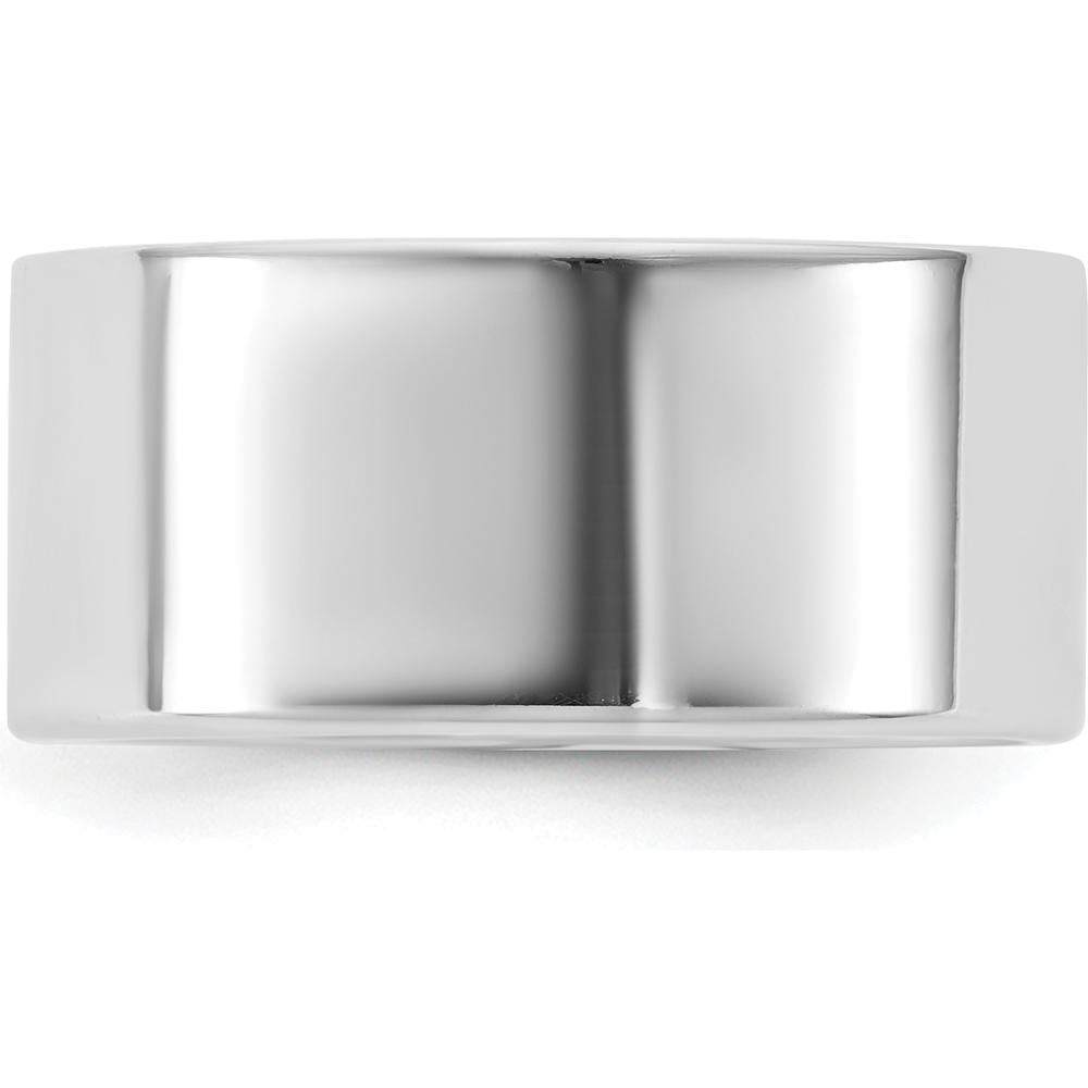 14K White Gold 9mm Flat Band Ring with Polished Finish - Unisex Comfort Fit by Luciano & Cie