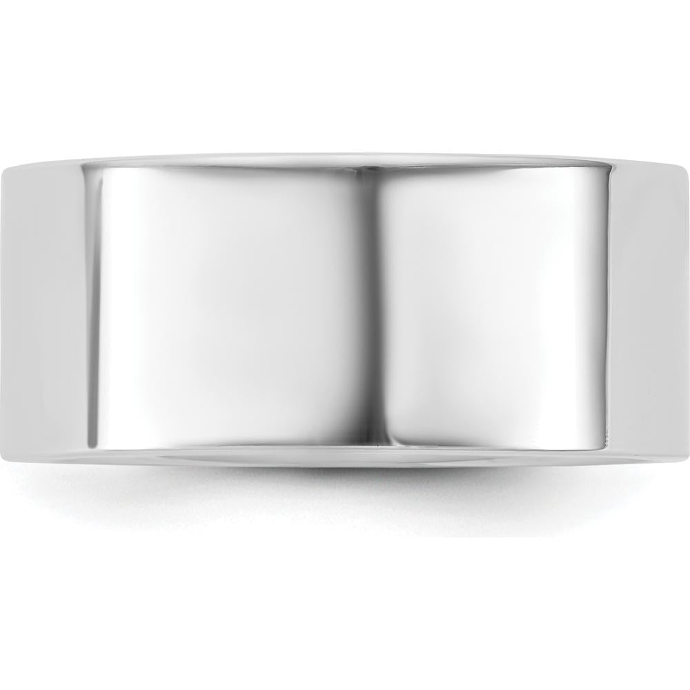 14K White Gold 9mm Flat Comfort Fit Wedding Band - Polished Finish by Luciano & Cie