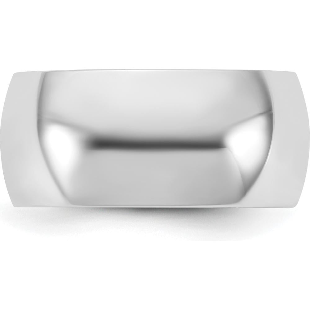 14K White Gold 9mm Half Round Domed Wedding Band - Polished Finish by Luciano & Cie