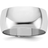 14K White Gold 9mm Half Round Wedding Band - Polished Domed Comfort Fit by Luciano & Cie