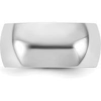 14K White Gold 9mm Half Round Wedding Band with Polished Finish and Rhodium Plating by Luciano & Cie