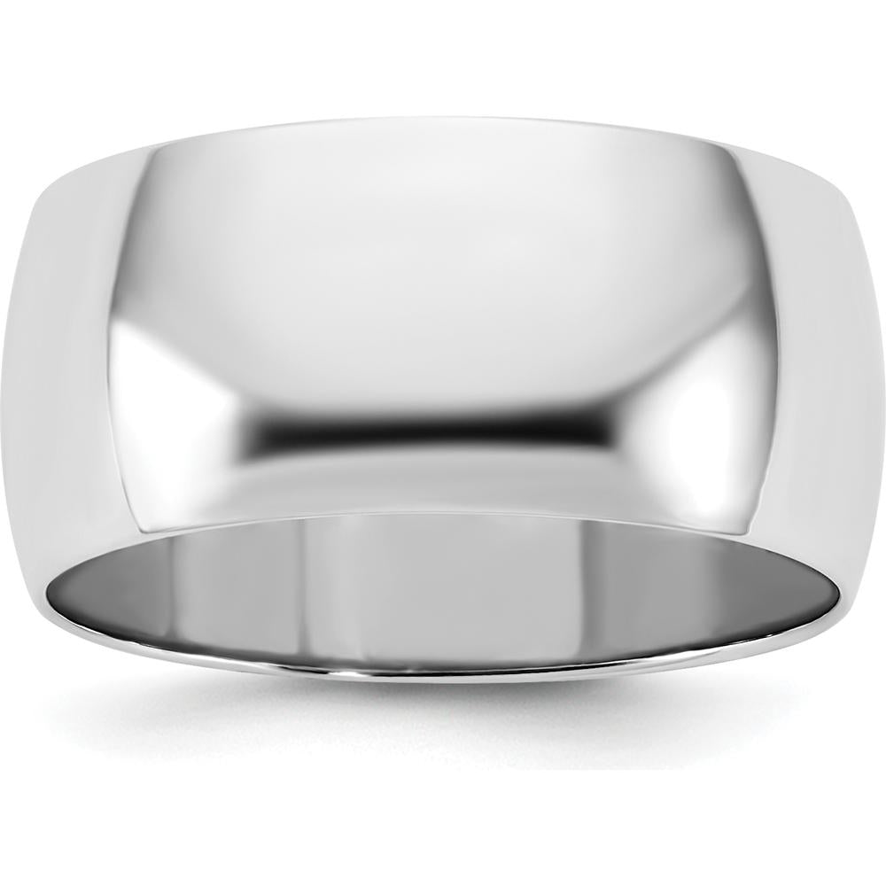 14K White Gold 9mm Polished Half Round Wedding Band - Domed Design, Unisex, Standard Fit by Luciano & Cie