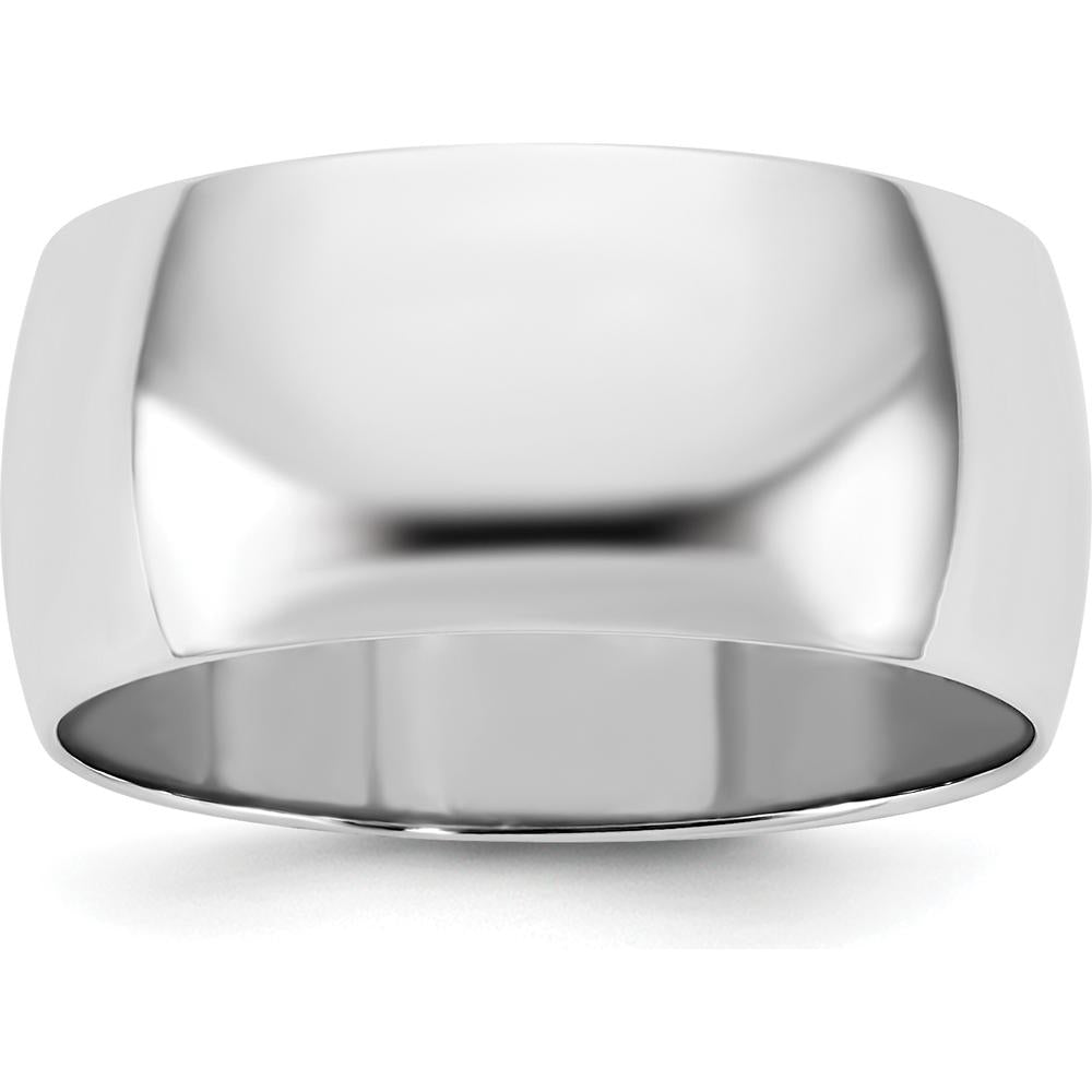14K White Gold 9mm Polished Half Round Wedding Band - Solid & Engravable Design by Luciano & Cie