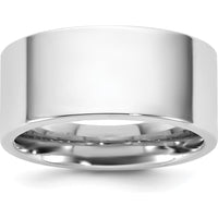 14K White Gold 9mm Standard Flat Comfort Fit Band - Polished Rhodium-Plated Finish by Luciano & Cie