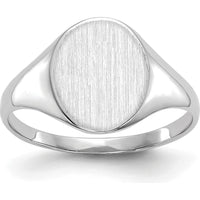 14K White Gold 9x10mm Polished & Brushed Signet Ring - Engravable by 0