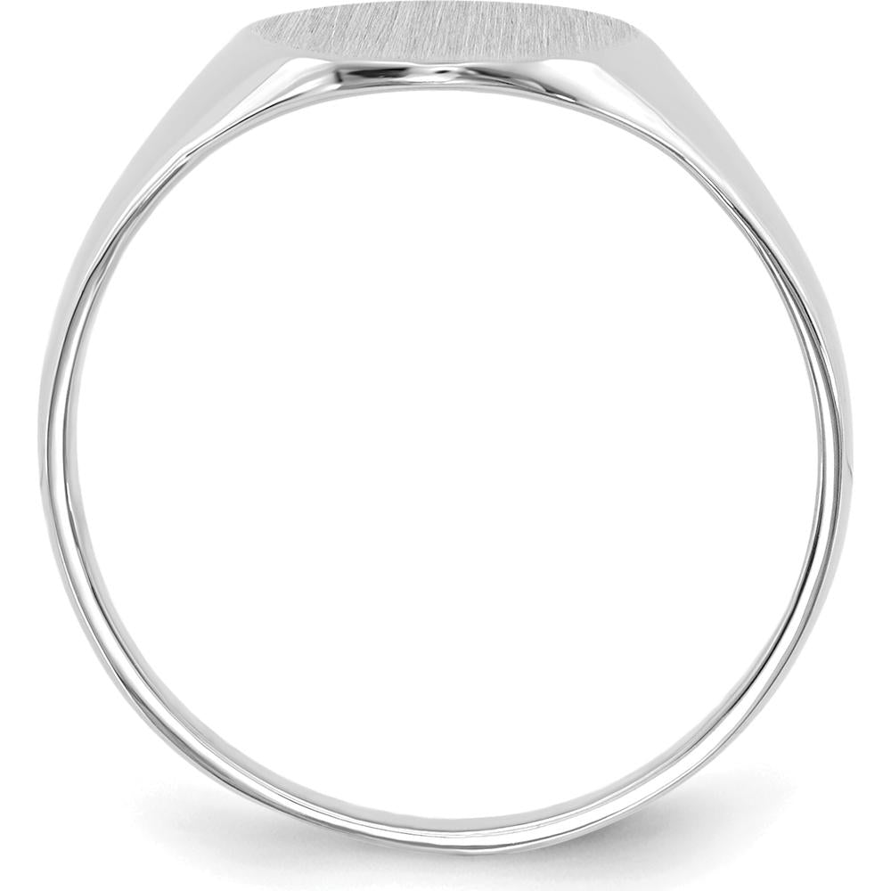 14K White Gold 9x10mm Polished & Brushed Signet Ring - Engravable by 0