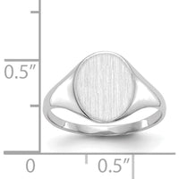 14K White Gold 9x10mm Polished & Brushed Signet Ring - Engravable by 0