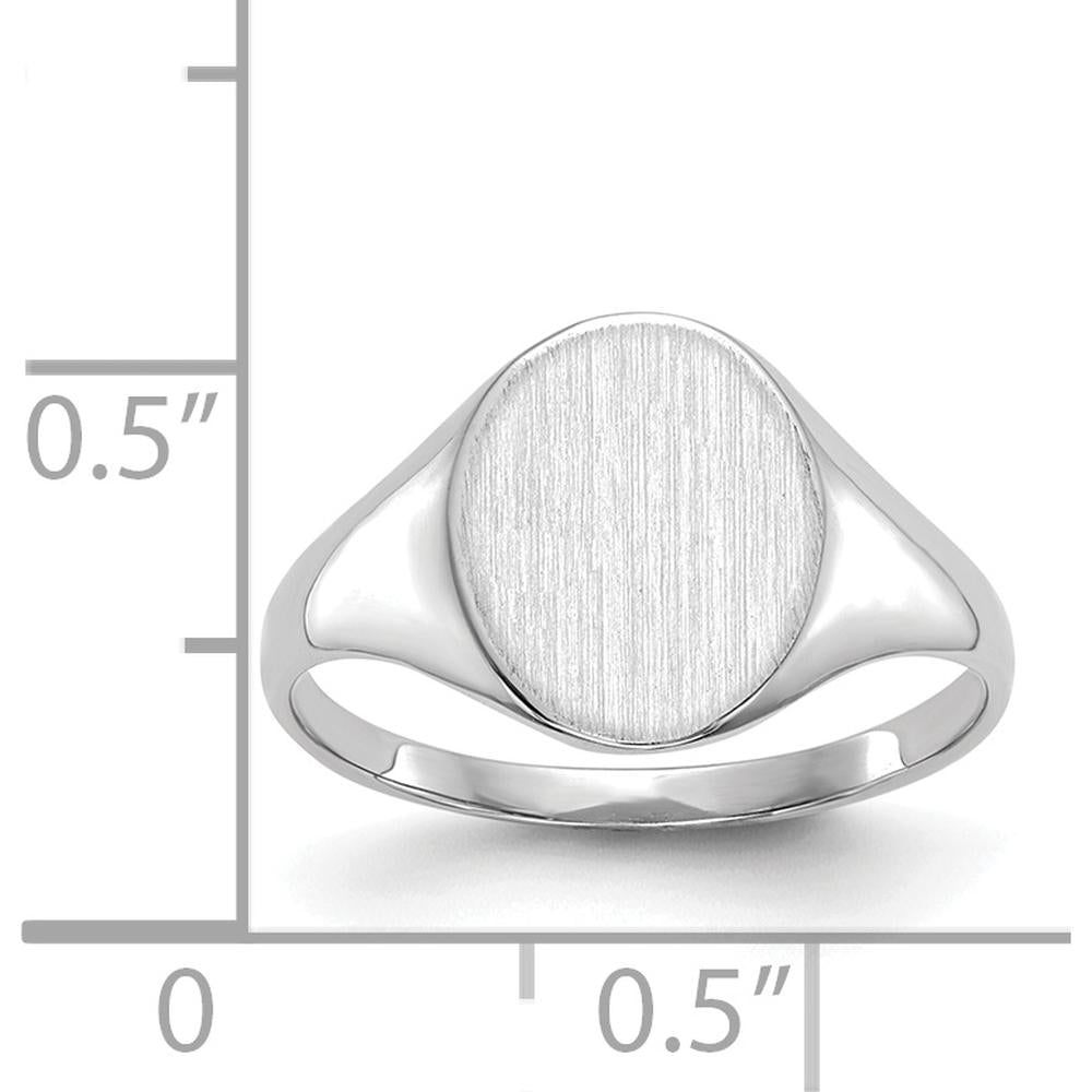 14K White Gold 9x10mm Polished & Brushed Signet Ring - Engravable by 0