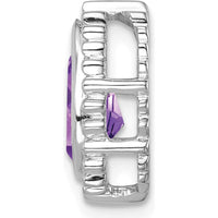 14K White Gold 9x6mm Pear Amethyst Beaded Edge Chain Slide - 1.5 Carat Total Amethyst Weight by Lumare Gioia