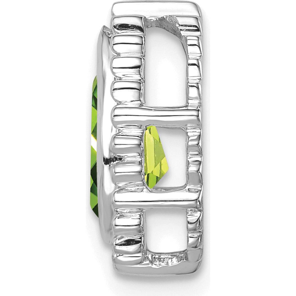 14K White Gold 9x6mm Pear Peridot Beaded Edge Pendant - 1.5 Carat Total Peridot Weight by Lumare Gioia