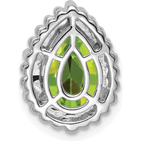 14K White Gold 9x6mm Pear Peridot Beaded Edge Pendant - 1.5 Carat Total Peridot Weight by Lumare Gioia