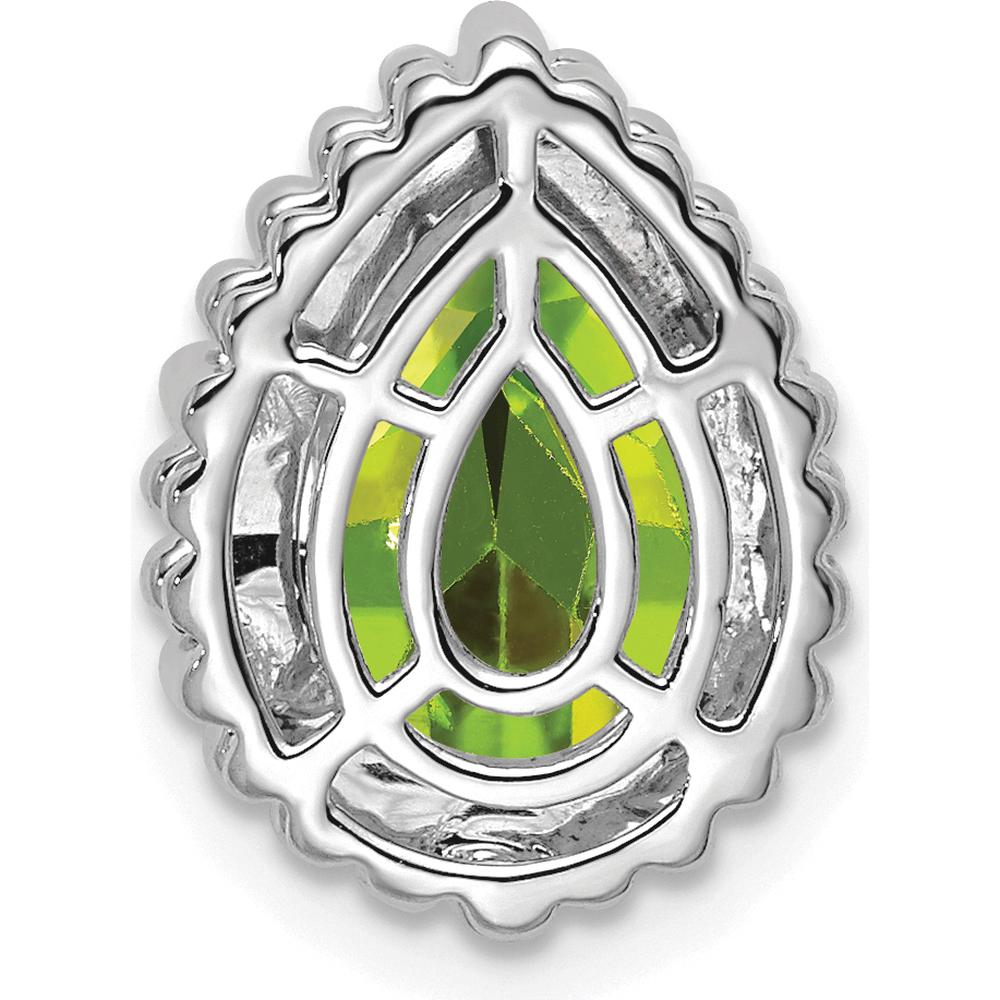 14K White Gold 9x6mm Pear Peridot Beaded Edge Pendant - 1.5 Carat Total Peridot Weight by Lumare Gioia