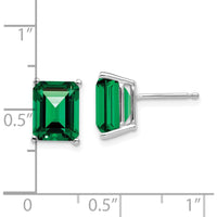 14K White Gold 9x7mm Emerald Cut Helenite Earrings - 2.5 Carat Total Gem Weight by Monteluci Fine Jewelry