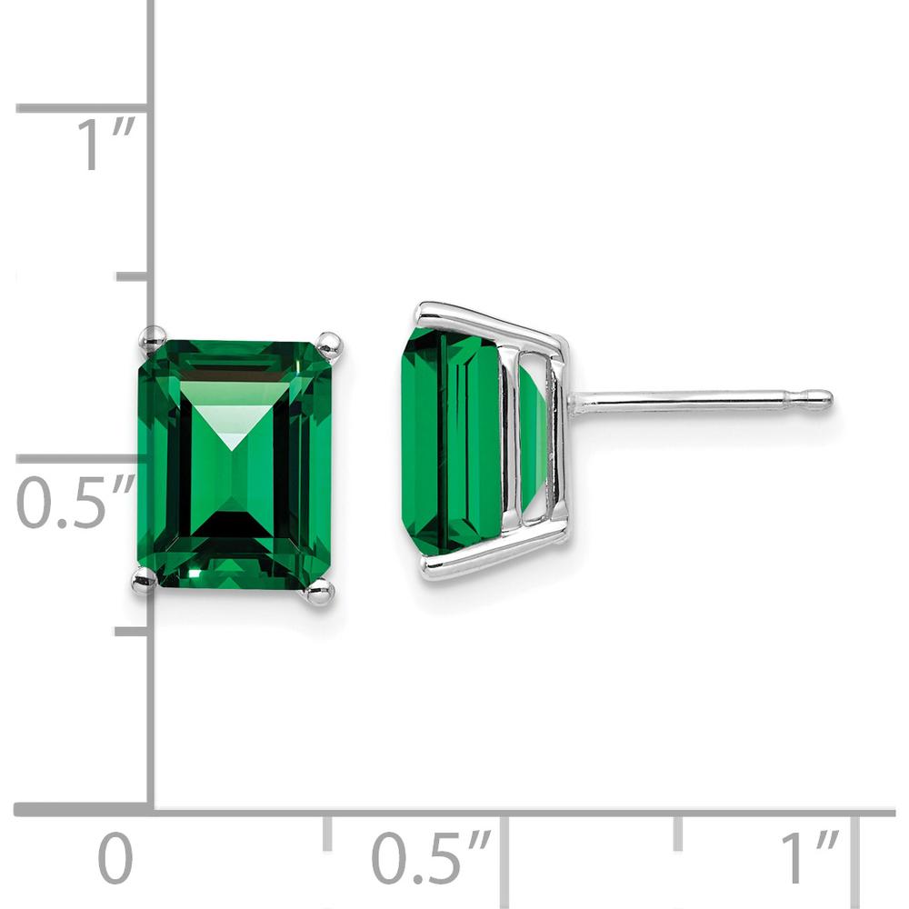 14K White Gold 9x7mm Emerald Cut Helenite Earrings - 2.5 Carat Total Gem Weight by Monteluci Fine Jewelry