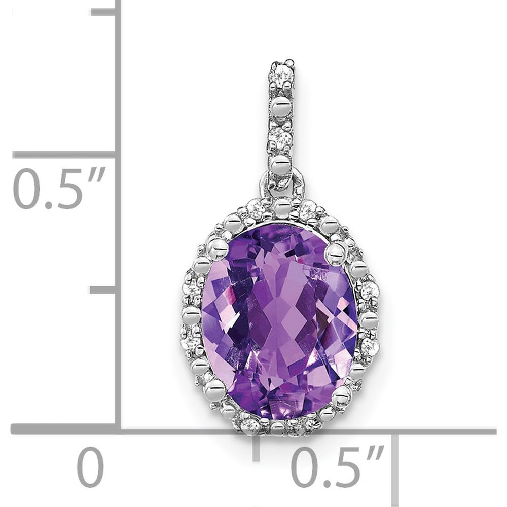14K White Gold 9x7mm Oval Amethyst and Diamond Halo Pendant - 2.71 Carat Amethyst and 0.013 Carat Diamond Weight by Lumare Gioia