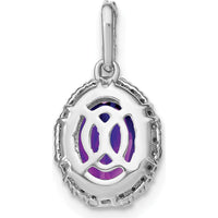 14K White Gold 9x7mm Oval Amethyst and Diamond Halo Pendant - 2.71 Carat Amethyst and 0.013 Carat Diamond Weight by Lumare Gioia
