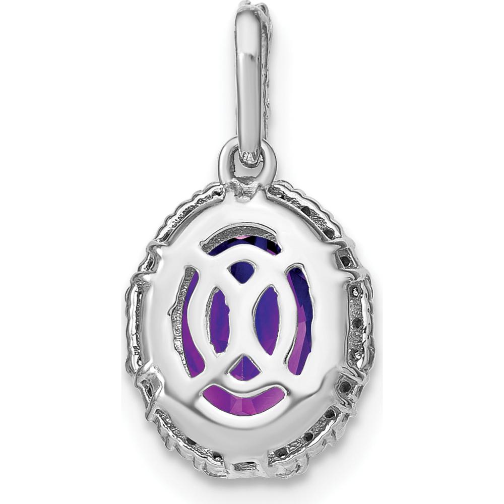 14K White Gold 9x7mm Oval Amethyst and Diamond Halo Pendant - 2.71 Carat Amethyst and 0.013 Carat Diamond Weight by Lumare Gioia