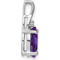 14K White Gold 9x7mm Oval Amethyst and Round Diamond Pendant - 2.01 Carat Total Gem Weight by Lumare Gioia