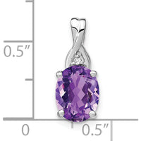 14K White Gold 9x7mm Oval Amethyst and Round Diamond Pendant - 2.01 Carat Total Gem Weight by Lumare Gioia