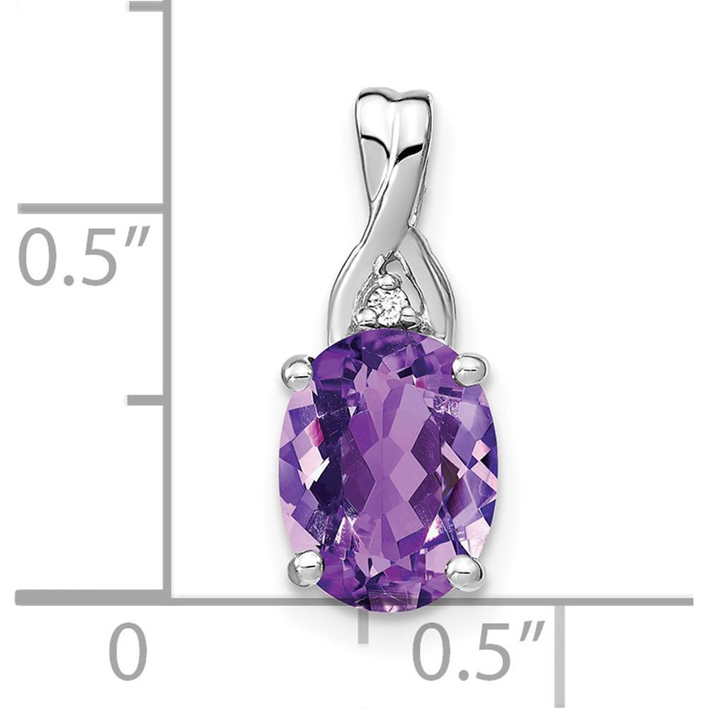 14K White Gold 9x7mm Oval Amethyst and Round Diamond Pendant - 2.01 Carat Total Gem Weight by Lumare Gioia