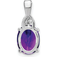 14K White Gold 9x7mm Oval Amethyst and Round Diamond Pendant - 2.01 Carat Total Gem Weight by Lumare Gioia