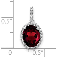 14K White Gold 9x7mm Oval Garnet and Diamond Halo Pendant - 2.71 Carat Total Garnet Weight, 0.05 Carat Total Diamond Weight by Lumare Gioia
