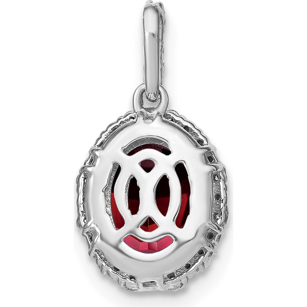 14K White Gold 9x7mm Oval Garnet and Diamond Halo Pendant - 2.71 Carat Total Garnet Weight, 0.05 Carat Total Diamond Weight by Lumare Gioia