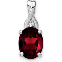 14K White Gold 9x7mm Oval Garnet and Diamond Pendant - 2.01 Carat Total Garnet Weight by Lumare Gioia