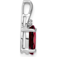 14K White Gold 9x7mm Oval Garnet and Diamond Pendant - 2.01 Carat Total Garnet Weight by Lumare Gioia
