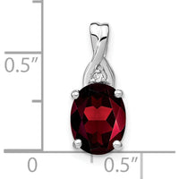 14K White Gold 9x7mm Oval Garnet and Diamond Pendant - 2.01 Carat Total Garnet Weight by Lumare Gioia