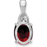 14K White Gold 9x7mm Oval Garnet and Diamond Pendant - 2.01 Carat Total Garnet Weight by Lumare Gioia