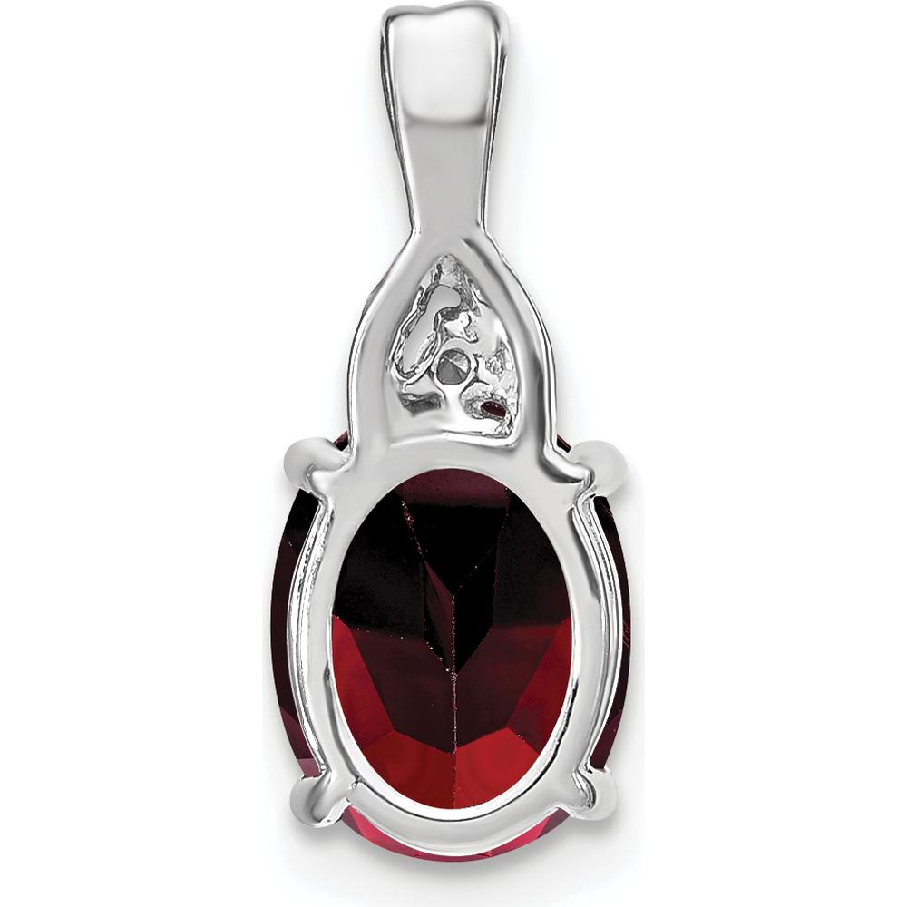 14K White Gold 9x7mm Oval Garnet and Diamond Pendant - 2.01 Carat Total Garnet Weight by Lumare Gioia