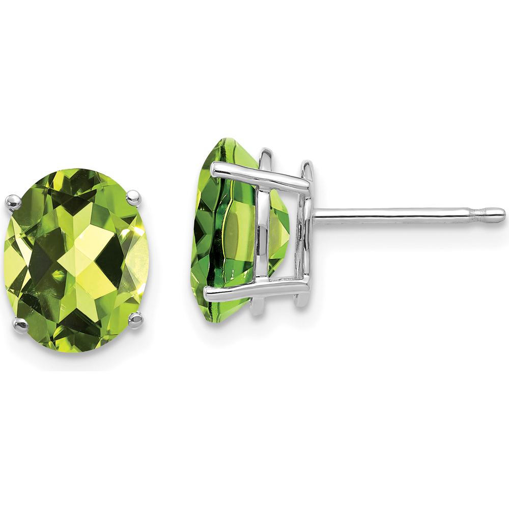 14K White Gold 9x7mm Oval Peridot Stud Earrings - 1.95 Carat Total Peridot Weight by Monteluci Fine Jewelry
