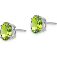 14K White Gold 9x7mm Oval Peridot Stud Earrings - 1.95 Carat Total Peridot Weight by Monteluci Fine Jewelry