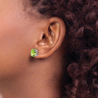 14K White Gold 9x7mm Oval Peridot Stud Earrings - 1.95 Carat Total Peridot Weight by Monteluci Fine Jewelry