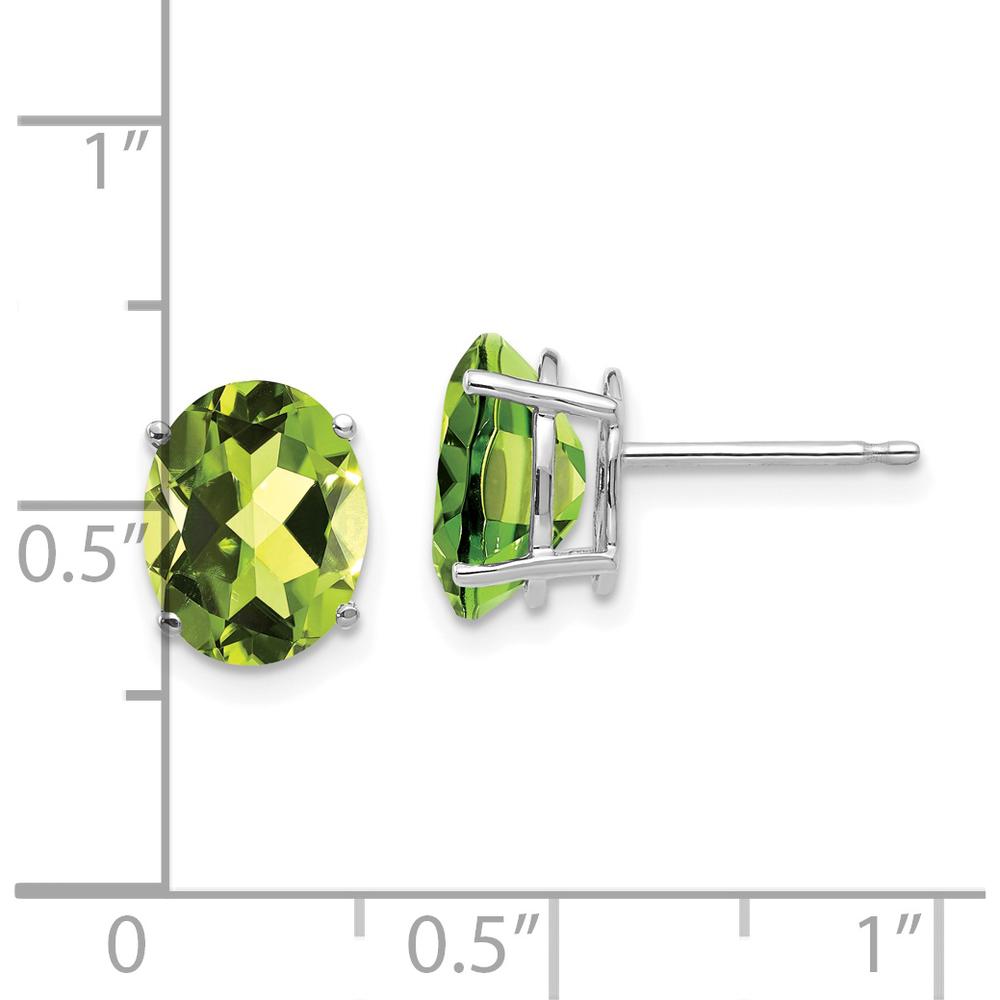 14K White Gold 9x7mm Oval Peridot Stud Earrings - 1.95 Carat Total Peridot Weight by Monteluci Fine Jewelry
