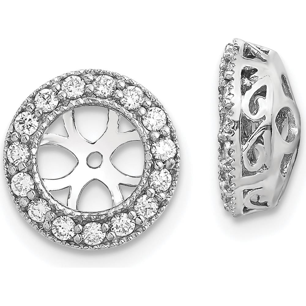 14K White Gold AA Diamond Earring Jackets with Round Faceted Diamonds - 0.01 Carat Total Diamond Weight by Monteluci Fine Jewelry