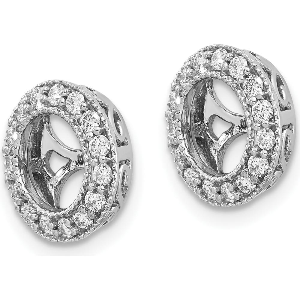 14K White Gold AA Diamond Earring Jackets with Round Faceted Diamonds - 0.01 Carat Total Diamond Weight by Monteluci Fine Jewelry