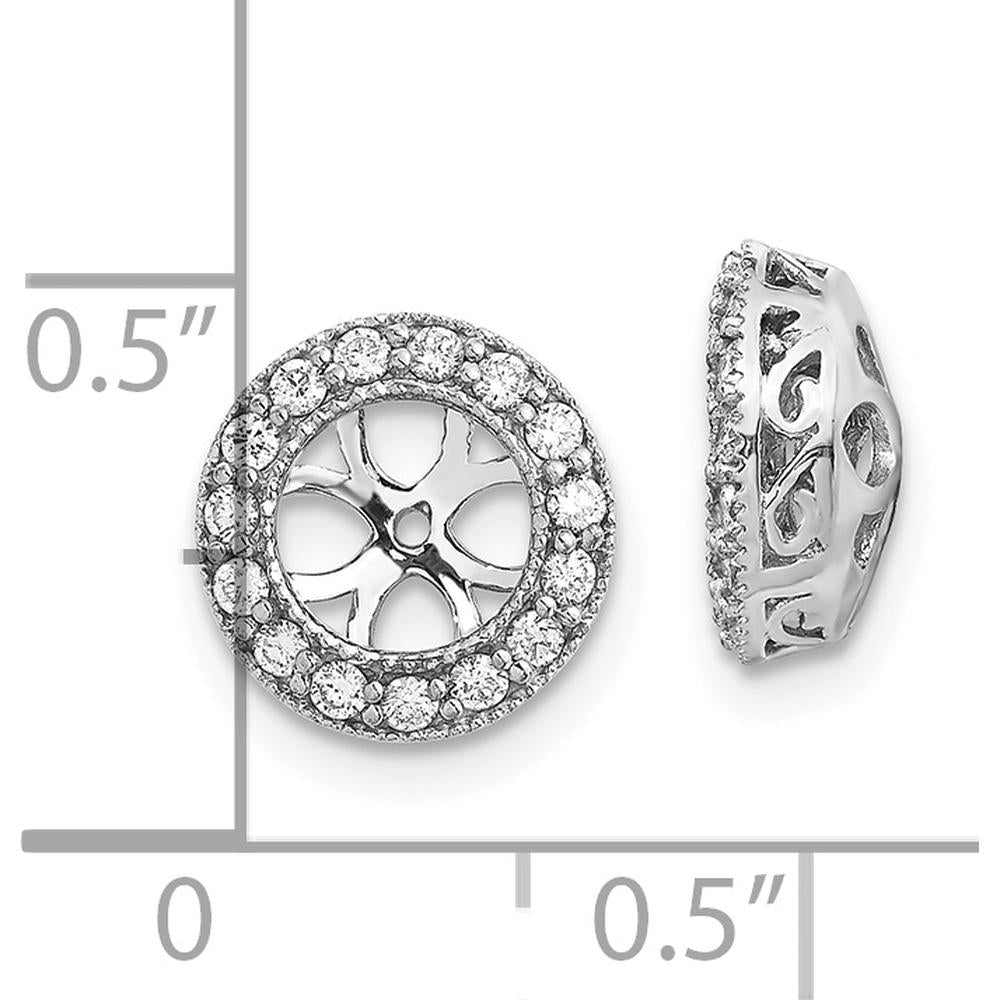 14K White Gold AA Diamond Earring Jackets with Round Faceted Diamonds - 0.01 Carat Total Diamond Weight by Monteluci Fine Jewelry