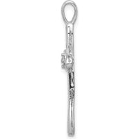 14K White Gold AA Diamond Loop Cross Pendant - 0.05 Carat Total Diamond Weight by Monteluci Fine Jewelry