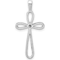14K White Gold AA Diamond Loop Cross Pendant - 0.05 Carat Total Diamond Weight by Monteluci Fine Jewelry