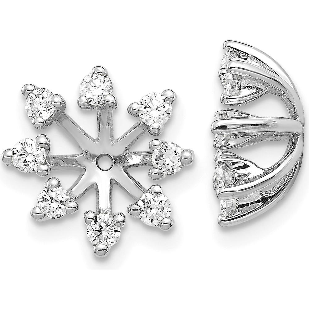 14K White Gold AA Fancy Diamond Earring Jackets with 16 Round Faceted Diamonds - 1.0 Carats Total Diamond Weight by Monteluci Fine Jewelry