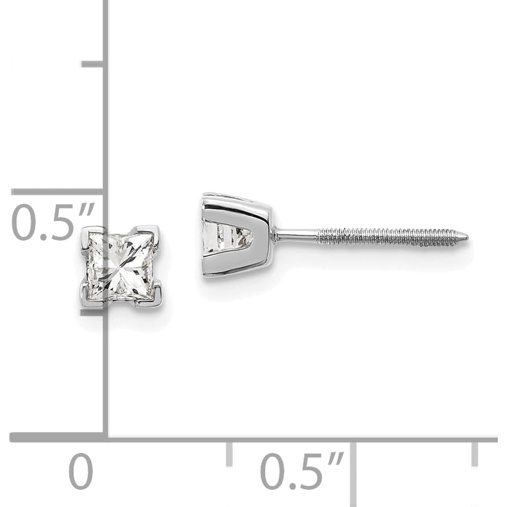 14K White Gold AA Quality Princess Cut Diamond Stud Earrings - 0.25 Carat Total Diamond Weight by Monteluci Fine Jewelry